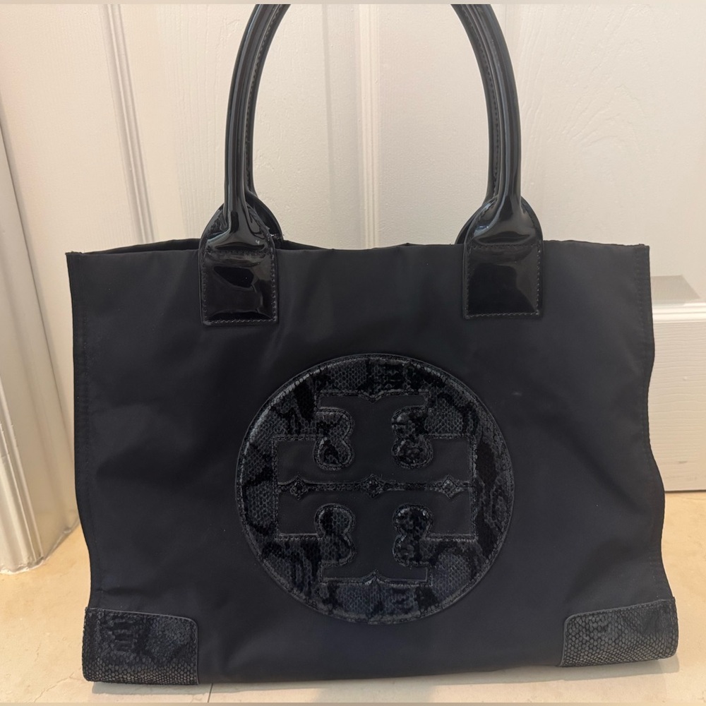 Tory Burch Python Black Tote Bag